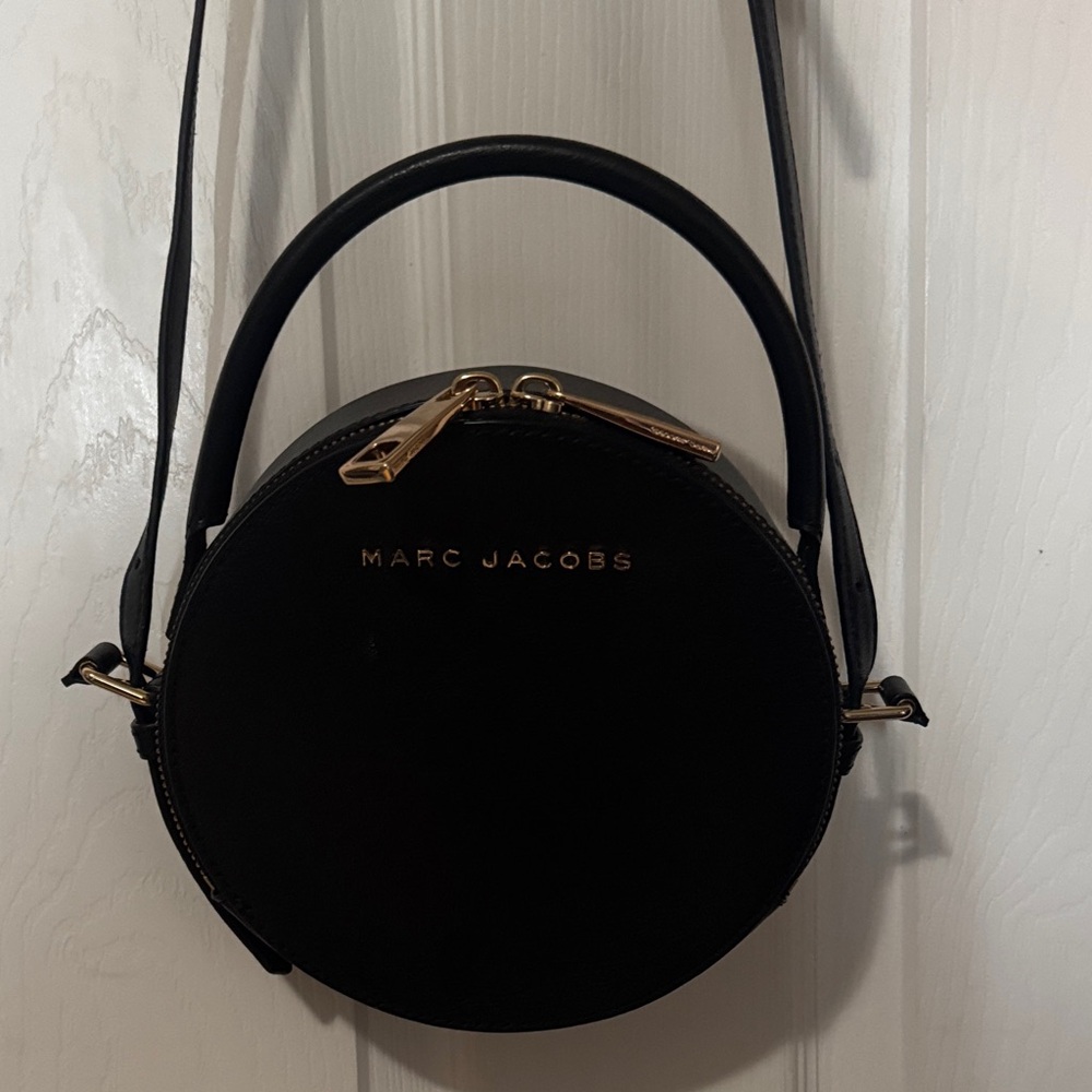 Marc Jacobs Black Round Crossbody with Gold Hardware
